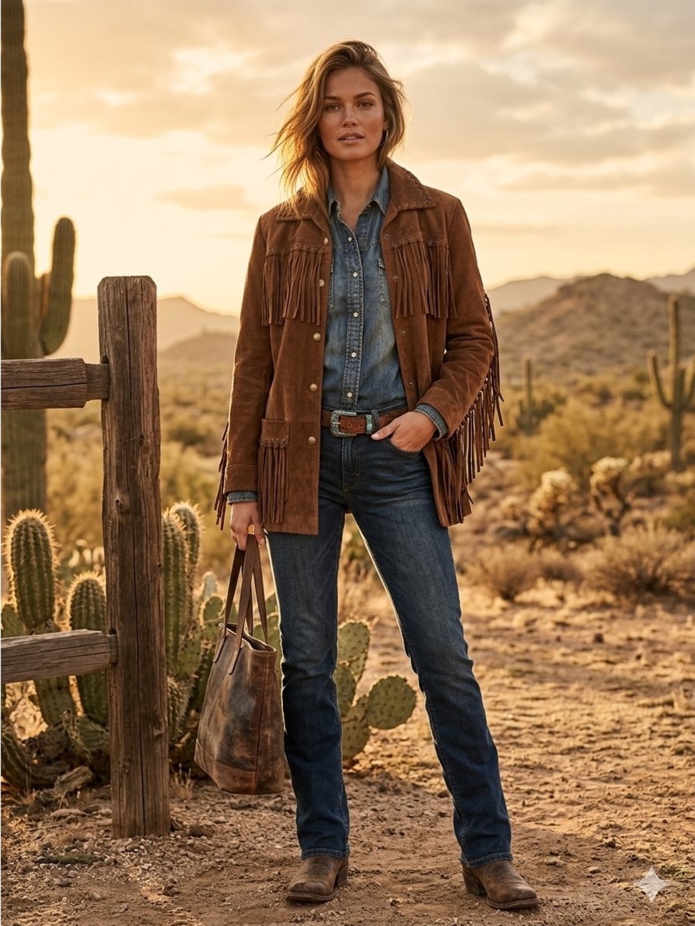 Vintage Brown Suede Fringe Leather Jacket (M)